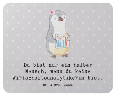 Produktbild von Mr. & Mrs. Panda Mouse Pad Wirtschaftsanalytikerin Herz - Grau Pastell - Geschenk, mausteppich, mauspad laptop, mousematte, Mousepad