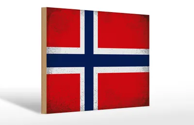 Produktbild von Holzschild Flagge Norwegen 30x20cm Flag Norway Vintage