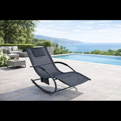 Produktbild von Schaukelliege Sonnenliege Liegestuhl Relaxliege Gartenliege Liege Swing Grau