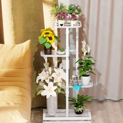 Produktbild von Pflanzenständer für den Innenbereich, Eck-Blumenständer für das Wohnzimmer, mehrschichtiges Metallrahmen-Pflanzenregal (8 Stufen)