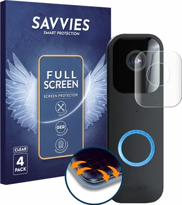 Produktbild von 4x Savvies Fullscreen Schutzfolie für Blink Video Doorbell Displayschutz Folie Fullcover Klar Transparent