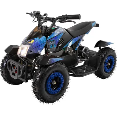 Produktbild von Elektro Kinderquad Cobra | 800 Watt - Pocket Quad bis 24 km/h - Elektroquad - Kinder Fahrzeug - Mini Quad - Elektroauto - Batterie (Blau/Schwarz)