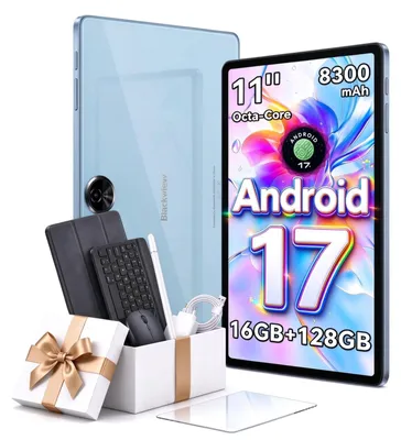 Productafbeelding van Android 17 tablet, 11-inch tablet met toetsenbord en stylus, blauw