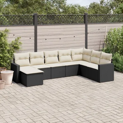 Produktbild von 8-tlg. Garten-Sofagarnitur - mit Kissen Schwarz Poly Rattan - Sitzgruppe 3251693