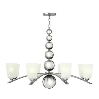 Image de Lustre, lampe à suspendre, acier verre, nickel, D 96,5 cm