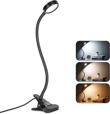 Immagine prodotto di Lampada da tavolo a LED con morsetto e adattatore per scrivania e ufficio, orientabile a 360°, nera, classe energetica C