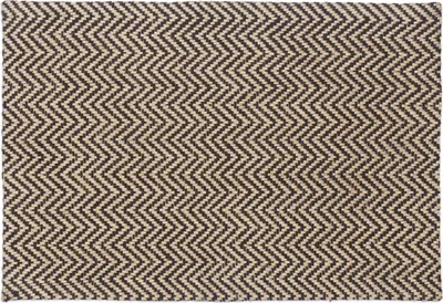 Produktbild von Relaxdays Fußmatte mit Zickzack-Muster, Türmatte aus Jute, handgefertigter Fußabtreter außen, 40x60 cm, natur/schwarz