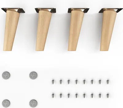 Produktbild von 4x sossai Holzfüße rund - schräge Ausführung 12cm Buche Öl-Finish