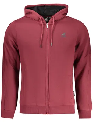 Produktbild von Herren-Sweatjacke mit Kapuze und Reißverschluss in Rot, gefüttert