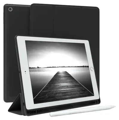 Produktbild von EAZY CASE Smartcase mit Stifthalter für Apple iPad 2017 / 2018 (5./6. Gen.) Hülle mit Stifthalterung, Tablet Cover aufstellbar  9,7 Zoll in Schwarz