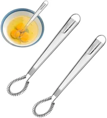 Produktbild von 2 Pcs Kleiner Schneebesen,Mini Edelstahl Spiralbesen Whisk,klein Multifunktional rührblitz für Rühren Schlagen Mischen,Küchen Backzubehör Set Langlebig spiralschneebesen zum cocktail,Backen von Milch