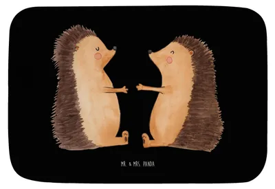 Produktbild von Mr. & Mrs. Panda fußmatte bad Igel Liebe - Schwarz - Geschenk, Freundin, Hochzeit, Badvorleger, duschmatte, Partner, Hochzeitstag, Badteppich, Badematte, Teppich