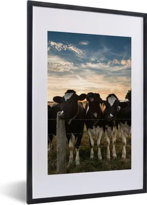Produktbild von MuchoWow® Gerahmtes Poster Tiere - Kuh 40x60 cm - Poster mit Schwarzem Bilderrahmen Wandposter Rahmen Foto Bilder - Poster in Rahmen