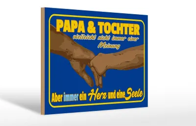 Produktbild von Holzschild Papa und Tochter ein Herz Seele, 30x20 cm, Holzschilder