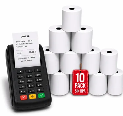 Image de COM-FORT HOUSE Papier thermique 57 × 35 mm 50 g/m² sans BPA Lot 10 rouleaux