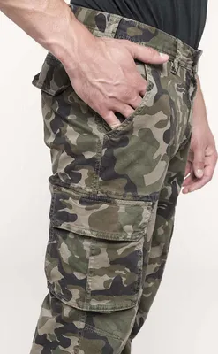 Produktbild von Kariban Herren Cargohose Cargo Hose Baumwolle Freizeithose Arbeitshose, Größe:38, Farbe:Olive Camouflage