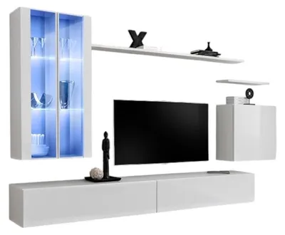 Produktbild von Meublorama AM-SWITCH 12-WW SW 12*7C/99KG, Weiß, Mitteldichte Faserplatte (MDF), 9 Schublade(n), 5 Tür(en), 400 mm, 2700 mm