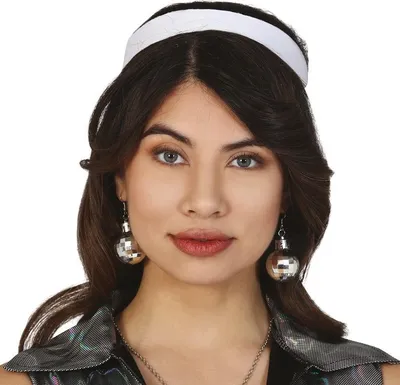 Image de 70s Disco Boule Boucles d'oreilles Bijoux Fête de Danse Accessoires brillants Carnaval Déguisement Rétro Glamour Compagnons étincelants, Couleur : Argent