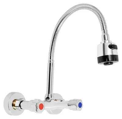 Produktbild von Moderne Wandarmatur - Küchen- und Badwasserhahn - 360° drehbar - ausziehbar 45 cm - Warm- und Kaltwasser - Silber