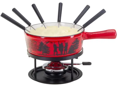 Image de Service à fondue 6 fourchettes rouge et noir - Nouvel - 402042 -