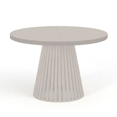 Image de Table ronde à rallonges pour la salle à manger, DOVER - Industrial/Loft Still avec pieds à lamelles, diamètre : 100/150 cm, couleur : cachemire