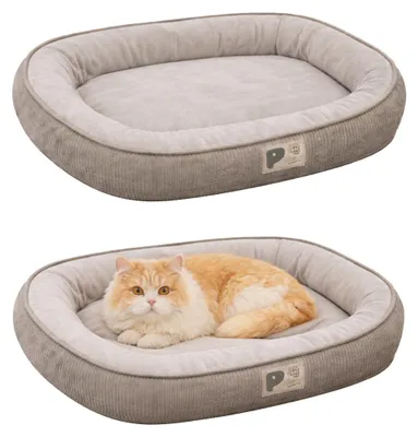Produktbild von Tierliege / Haustierbett für Hund und Katze Größe M 50 × 40 cm – Grau, Premium Velours, extra weich