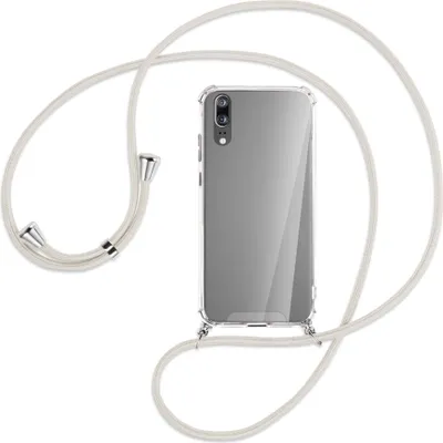 Produktbild von Handykette Backcover-Schutzhülle mit Band (Metall silberfarben) für Huawei P20 - broken white