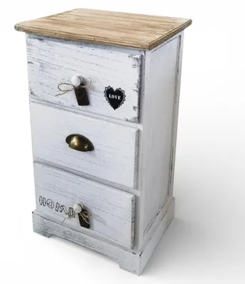 Immagine prodotto di Mobile mobiletto bianco in legno con 3 cassetti 35x28xH56 cm