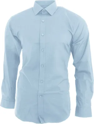Image de Brook Taverner Chemise Homme Pisa Manches Longues Slim Fit PC2637 (18 pouces) (Bleu Ciel)