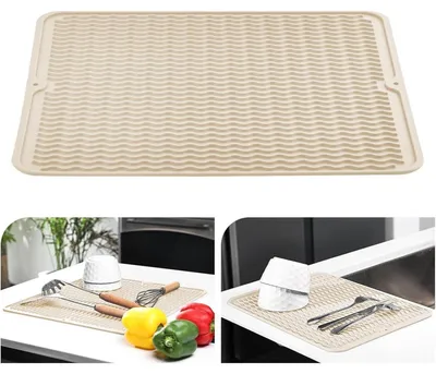 Produktbild von Abtropfmatte Silikon 40x60cm Beige Hitzebeständig Rutschfest