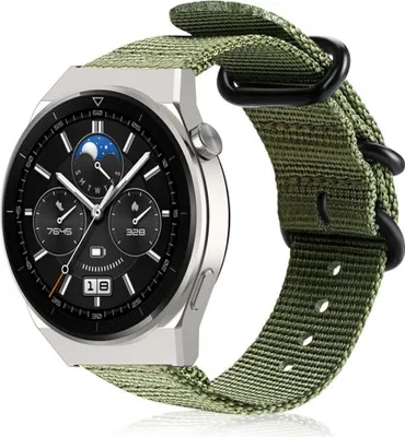 Produktbild von Strap-it Huawei Watch GT 3 Pro 46mm Nylon-Schnallenarmband (Grün)