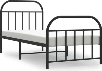 Produktbild von vidaXL Bettgestell mit Kopf- und Fußteil Metall Schwarz 90x190 cm
