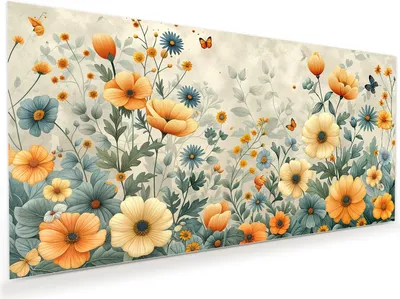 Produktbild von Glasbild 110x55cm in XXL für Wohnzimmer, Schlafzimmer Motiv Blumenwiese