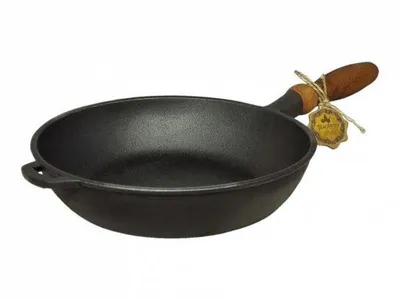 Zdjęcie produktu dla Patelnia żeliwna MAYSTERNYA T306 o średnicy 28 cm z drewnianym uchwytem – głęboka patelnia żeliwna, odpowiednia do płyt indukcyjnych i wszystkich rodzajów kuchenek