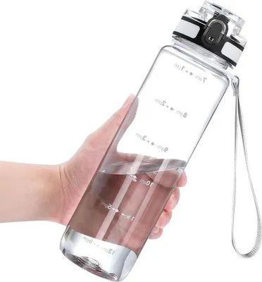 Produktbild von Famanu Sportwasserflasche 1000ml - Leckfrei - BPA-frei - Zeitmarkierungen