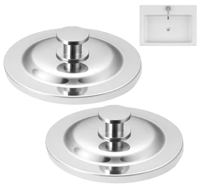 Produktbild von Set mit 2 Abflussstopfen für Küchenspülen, Edelstahl-Abflussstopfen, Universal-Abflussstopfen, Ersatz-Abflussstopfen für Küchen-, Badezimmer- und Spülbeckenabflüsse mit einem Durchmesser von 40-45 mm.