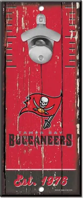 Produktbild von NFL Tampa Bay Buccaneers Bottle Opener Flaschenöffner Wood Sign Holzschild Holz 30x12cm