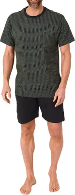 Produktbild von Normann Herren Schlafanzug kurzarm Shorty Pyjama aus Baumwolle – auch in Übergröße ; dunkelgrau , 48