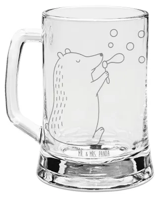 Produktbild von Mr. & Mrs. Panda Krug Bär Seifenblasen - Transparent - Geschenk, Glas Bierkrug, Lustig Sein Glücklich Traurig Happy, Gravur, Humpen, Teddy, Glaskrug, Seidel