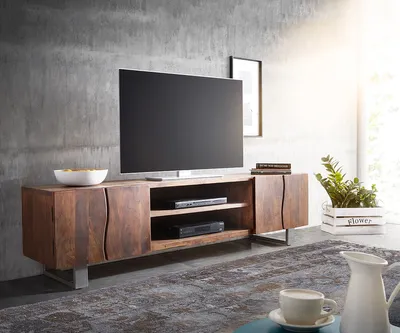 Produktbild von DeLife - Fernsehtisch Live-Edge Akazie Braun 200 cm 2 SchÃŒbe 2 FÀcher Lowboard, Maße: B200 x T46 x H53 cm
