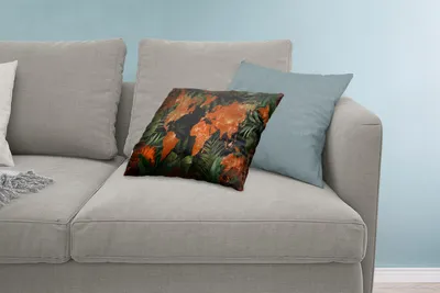 Produktbild von MuchoWow® Zierkissen Sofakissen Wohnzimmer Dekokissen 60x40 cm Weltkarte - Gold - Pflanzen - Kopfkissen - Polster mit Foto