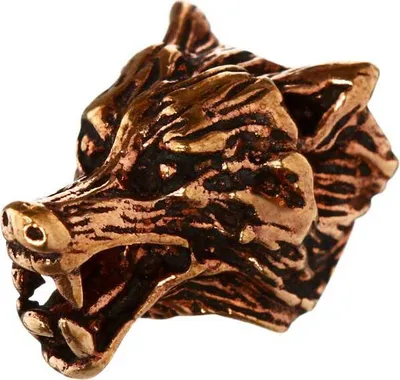 Produktbild von Haarschmuck Bartperle Vuki Wolfskopf mit Großer Öffnung Bronze Lockenperle 6411