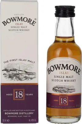 Produktbild von Bowmore 18 Years Old Islay Single Malt 43% Vol. 0,05l in Geschenkbox