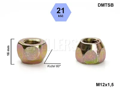 Obrázek produktu pro Kolová matice M12x1,5 kužel otevřená, klíč 21, DMTSB výška16 mm