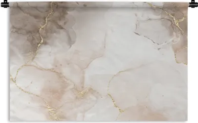 Produktbild von MuchoWow® Wandteppich Wandbehang Marmor - Braun - Golden 150x100 cm Tapisserie Dekoration Wandtuch - Waschbar - Tapisserien - Wand-Decke
