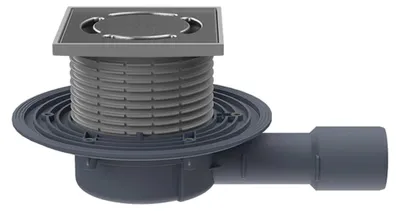 Produktbild von HL Hutterer & Lechner Balkonablauf HL90, DN40/50, waagrecht, 123x123mm, Edelstahlrost, 1 Stk.