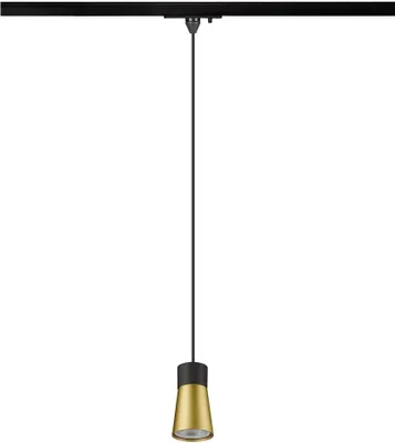 Produktbild von SLV PURI 2.0 Cone, 1 Pendelleuchte, GU10, Pendellänge 200cm, 1x max. 6W, schwarz / gold 1008259