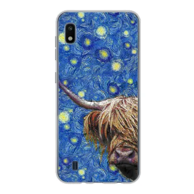 Produktbild von MuchoWow® Handyhülle Schutzhülle Hülle für Samsung Galaxy A10 Sternennacht - Van Gogh - Schottischer Highlander Silikon Softcase Handy Hülle - Schutzhülle
