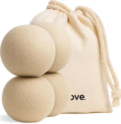 Image de Boules de séchage pour sèche-linge, en lin naturel, lot de 4, séchage 35 % plus rapide, hypoallergéniques, écologiques