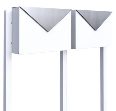 Produktbild von Briefkastenanlage Letter for Two in Weiß mit Edelstahlklappe